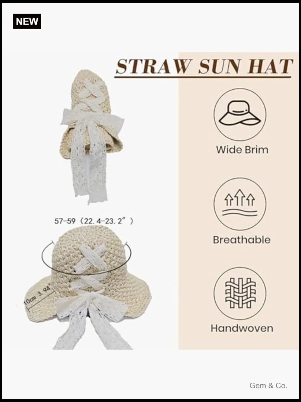 Handmade Foldable Straw Sun Hat Floppy Travel Cap UPF